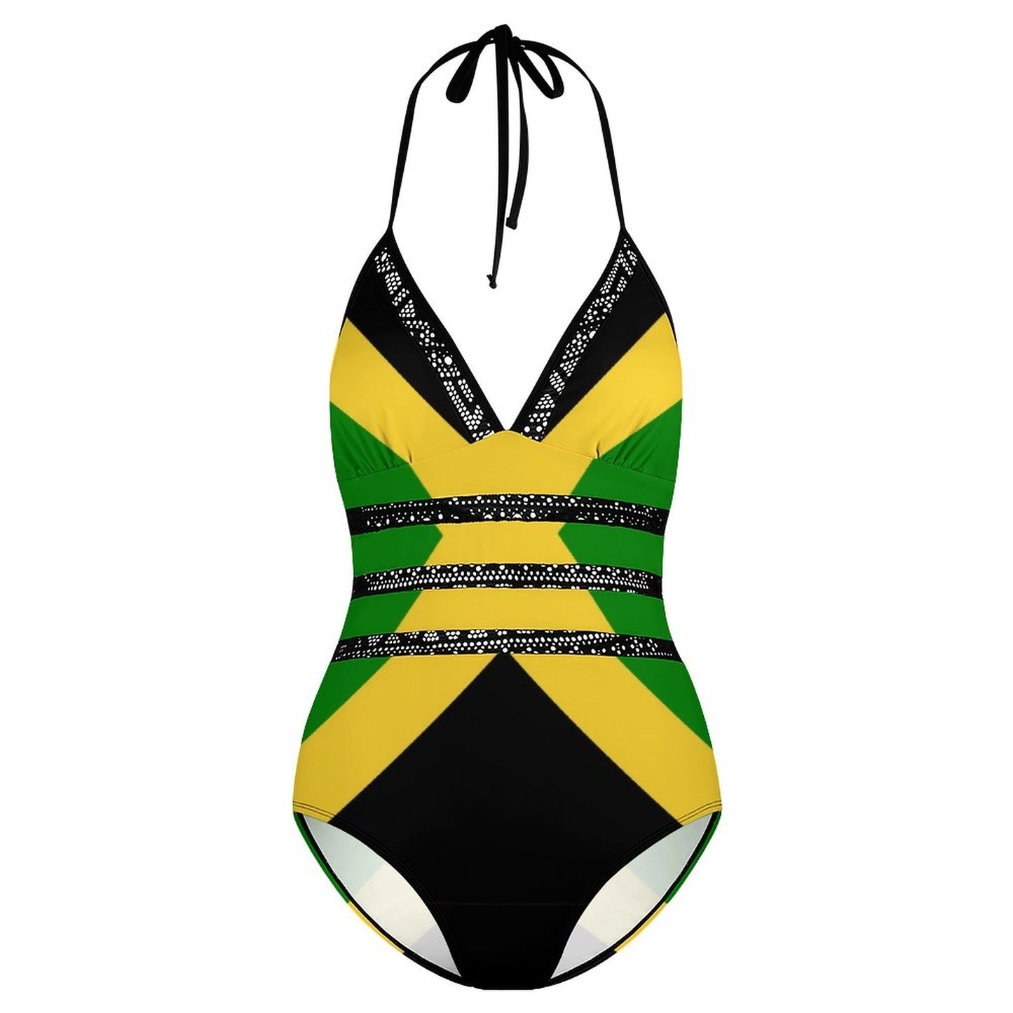RGYLION Women's One Piece Caribbean Jamaican Flag Rasta Monokini Swimsuit Swimwear Bathing Suit