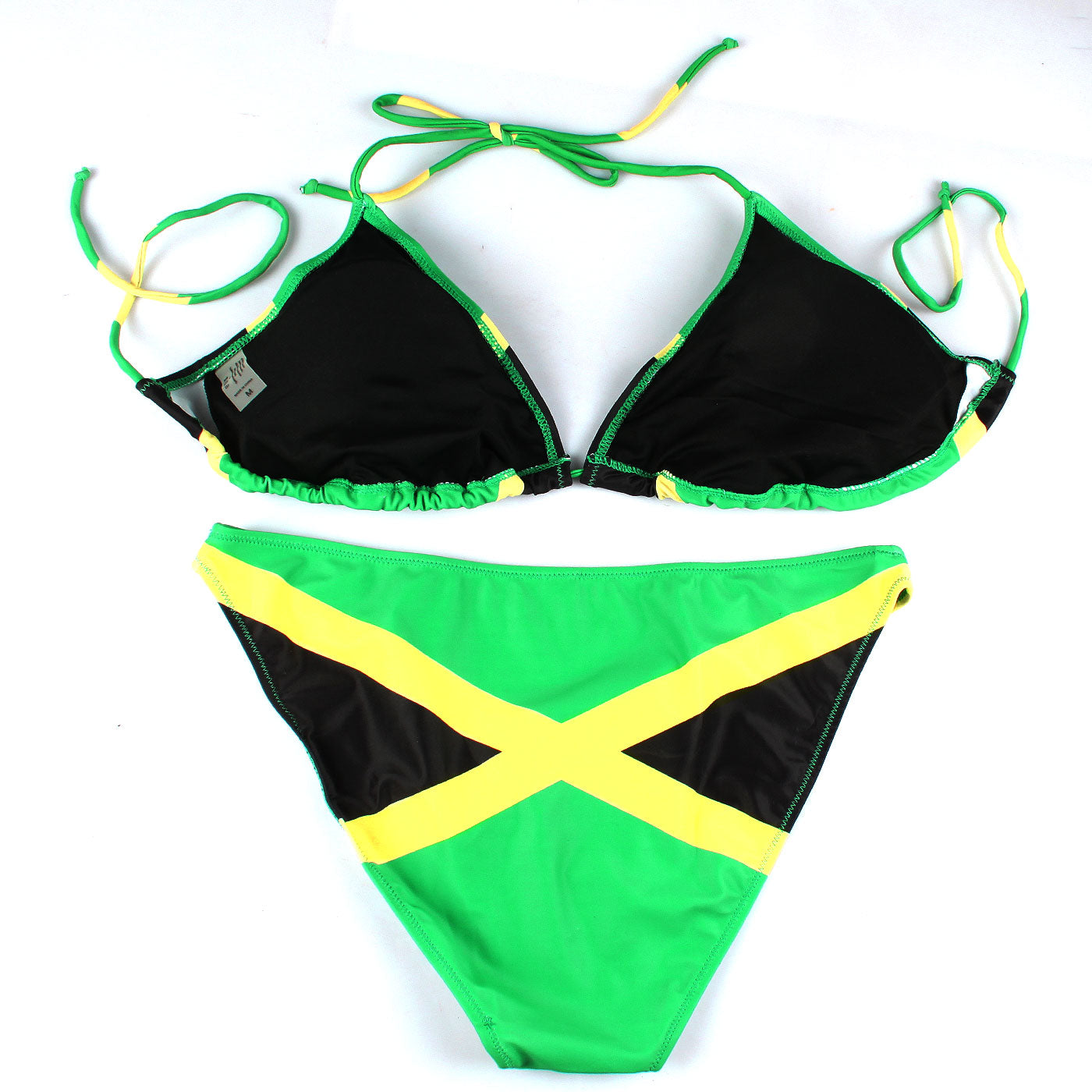 Women's Fashion Jamaican Caribbean Rasta African Grassland Yellow Red Green Bikini Swimsuit Swimwear