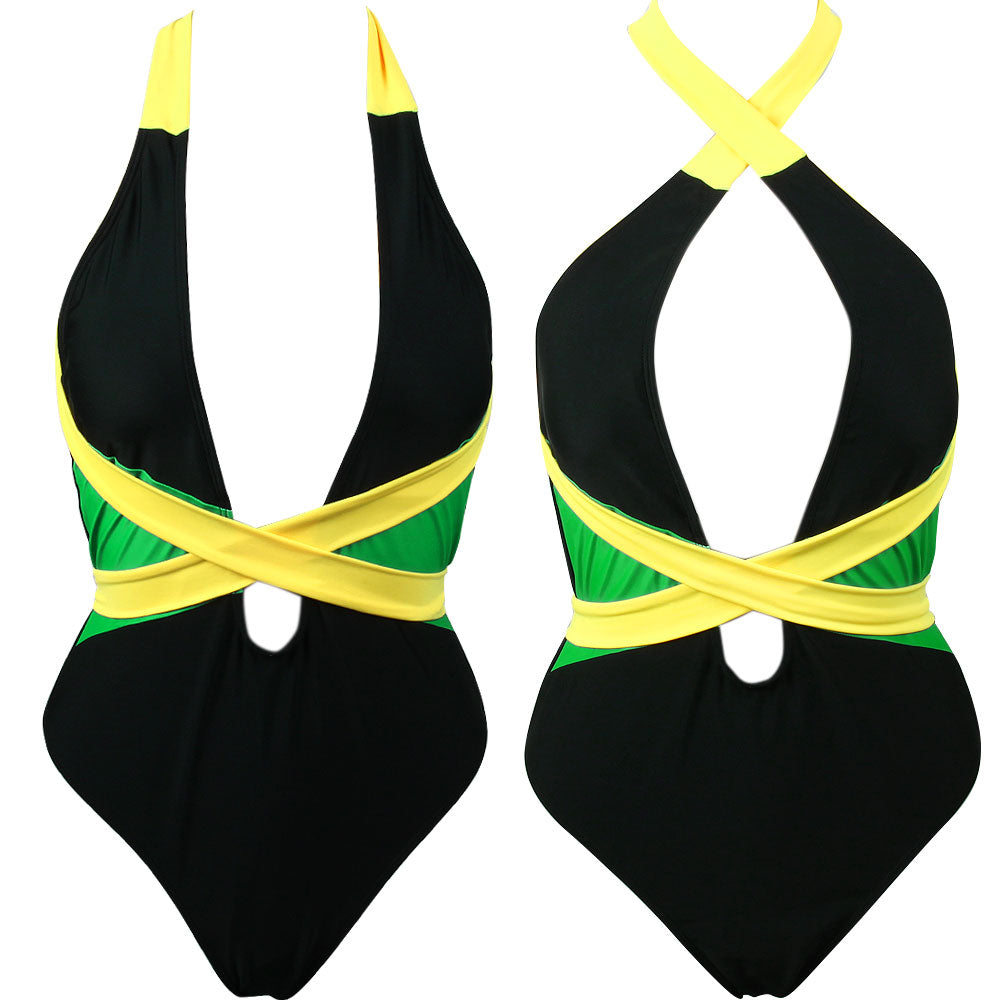 Women's One Piece Caribbean Flag Rasta Body Shaping Monokini Swimsuit Swimwear Bathing Suit
