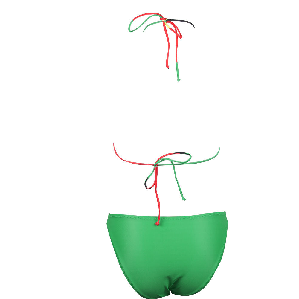 Women's Fashion Jamaican Caribbean Rasta African Grassland Yellow Red Green Bikini Swimsuit Swimwear