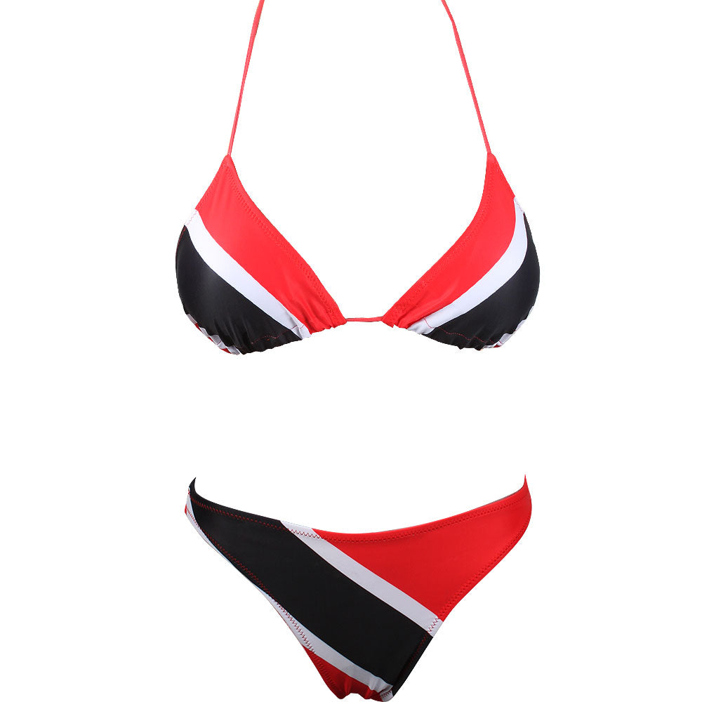 Women's Fashion Jamaican Caribbean Rasta African Grassland Yellow Red Green Bikini Swimsuit Swimwear