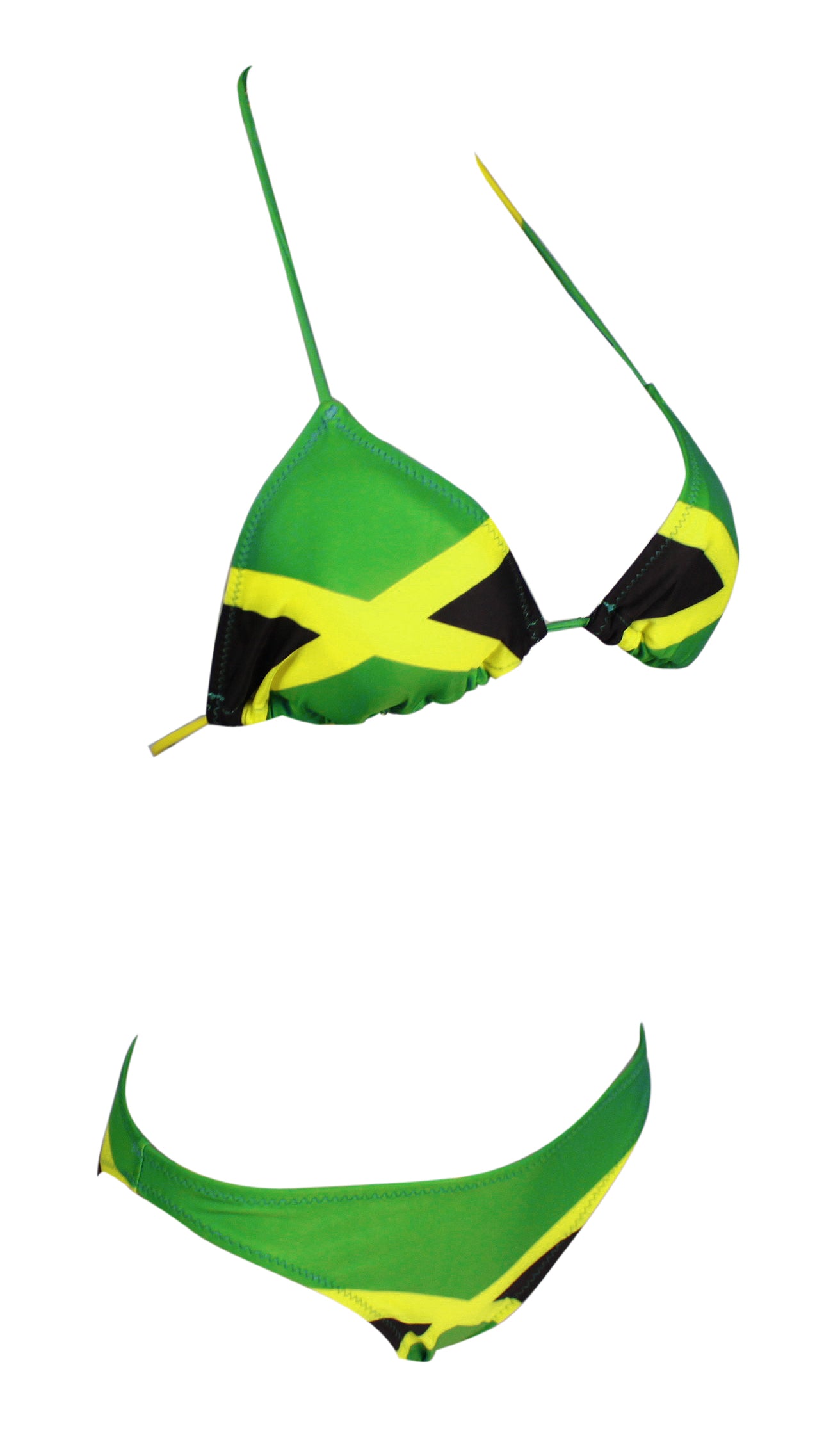 Women's Fashion Jamaican Caribbean Rasta African Grassland Yellow Red Green Bikini Swimsuit Swimwear