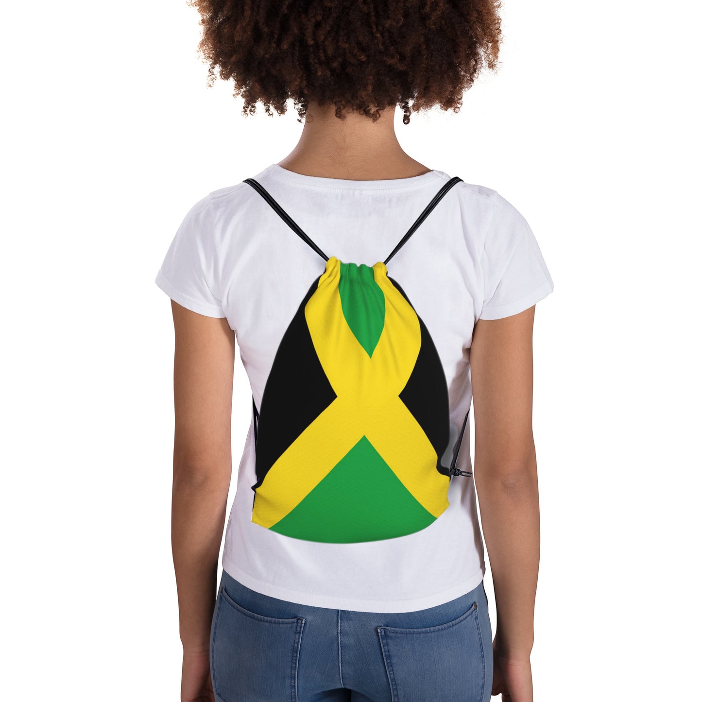 Man and Women Drawstring Backpack Waterproof Gym Sports Trave String Bag Cheer Bag Jamaican Afro Rasta