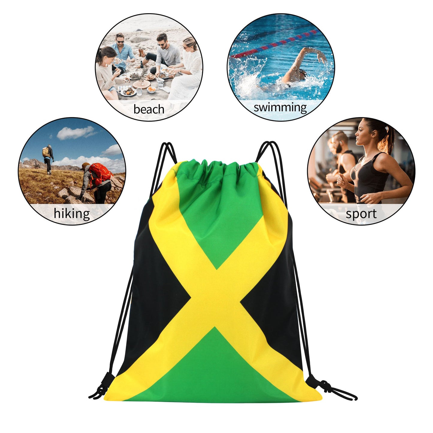Man and Women Drawstring Backpack Waterproof Gym Sports Trave String Bag Cheer Bag Jamaican Afro Rasta