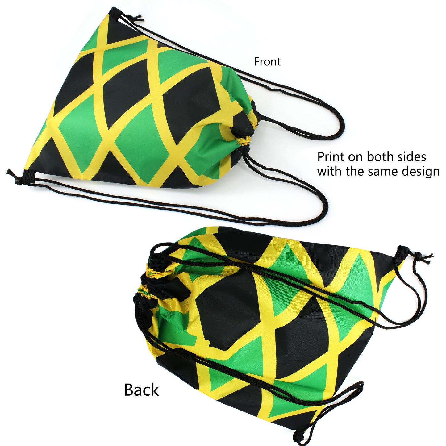 Man and Women Drawstring Backpack Waterproof Gym Sports Trave String Bag Cheer Bag Jamaican Afro Rasta