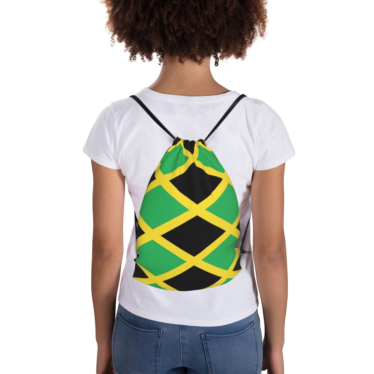 Man and Women Drawstring Backpack Waterproof Gym Sports Trave String Bag Cheer Bag Jamaican Afro Rasta