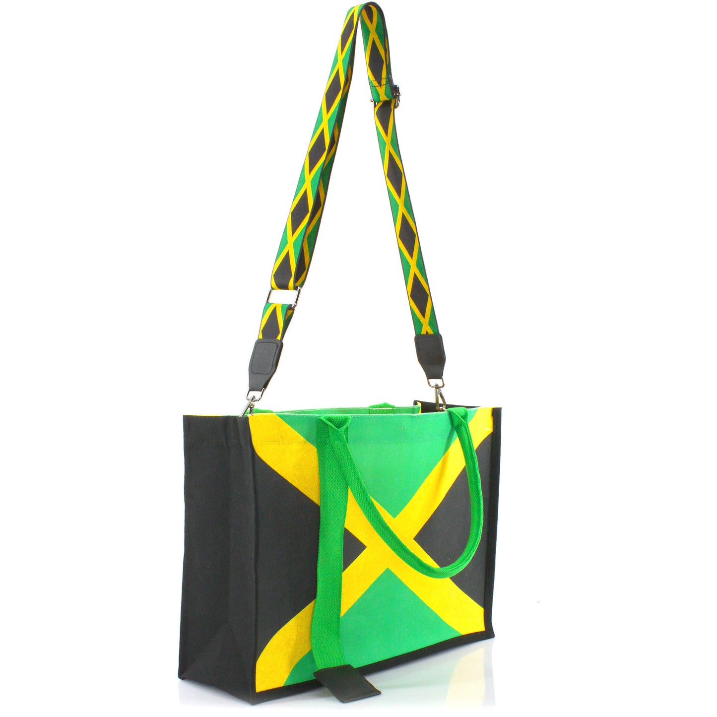 Women's Canvas Tote Bag Waterproof Ribbon Beach Bag Jamaican Reggae Party Bag