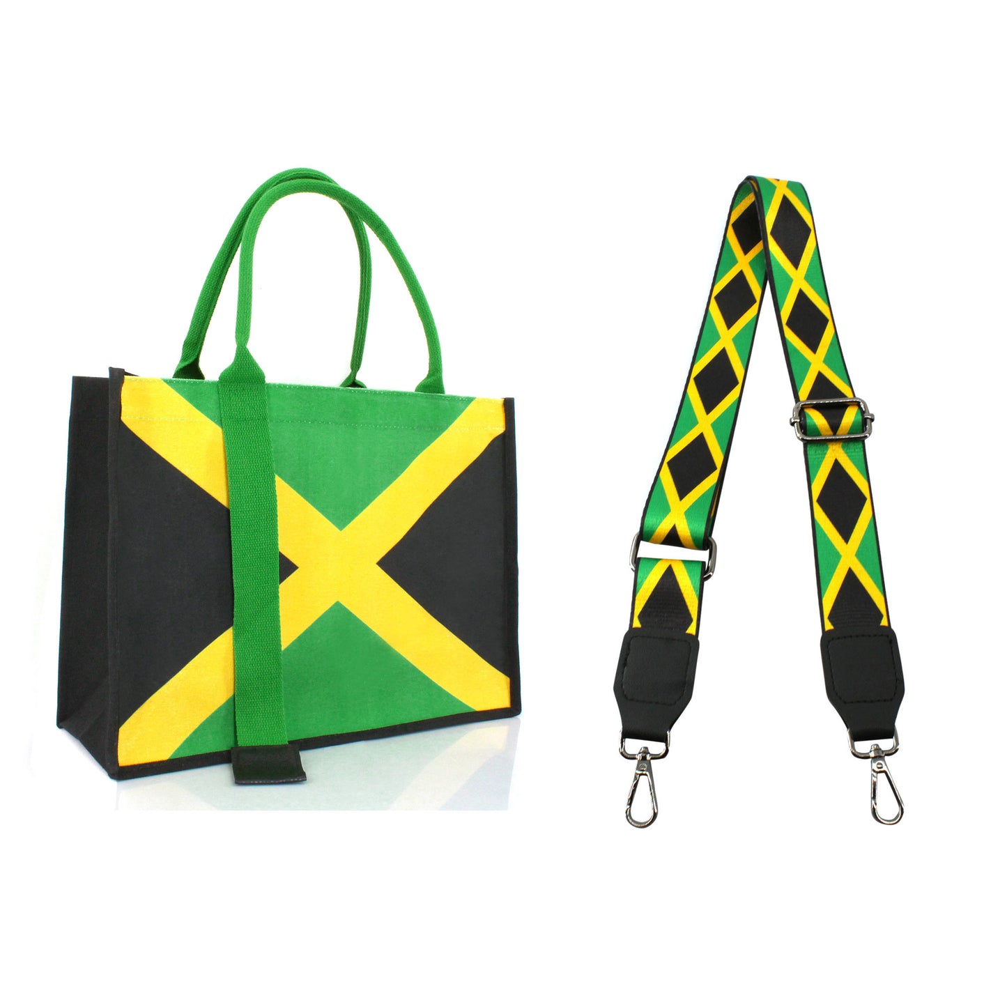 Women's Canvas Tote Bag Waterproof Ribbon Beach Bag Jamaican Reggae Party Bag