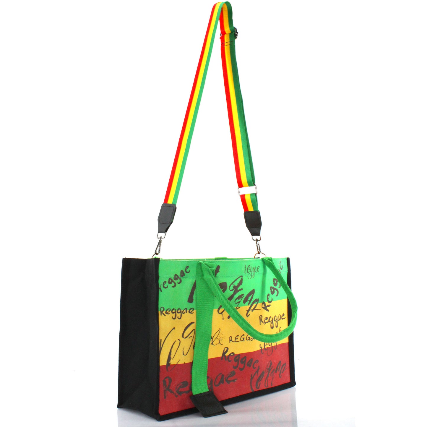 Women's Canvas Tote Bag Waterproof Ribbon Beach Bag Jamaican Reggae Party Bag