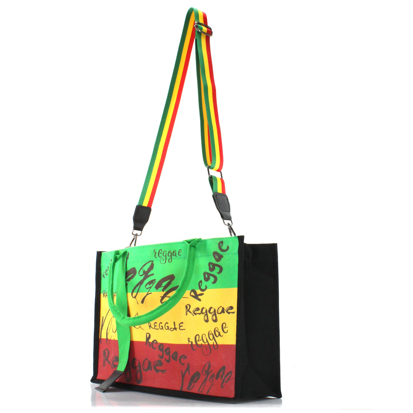 Women's Canvas Tote Bag Waterproof Ribbon Beach Bag Jamaican Reggae Party Bag