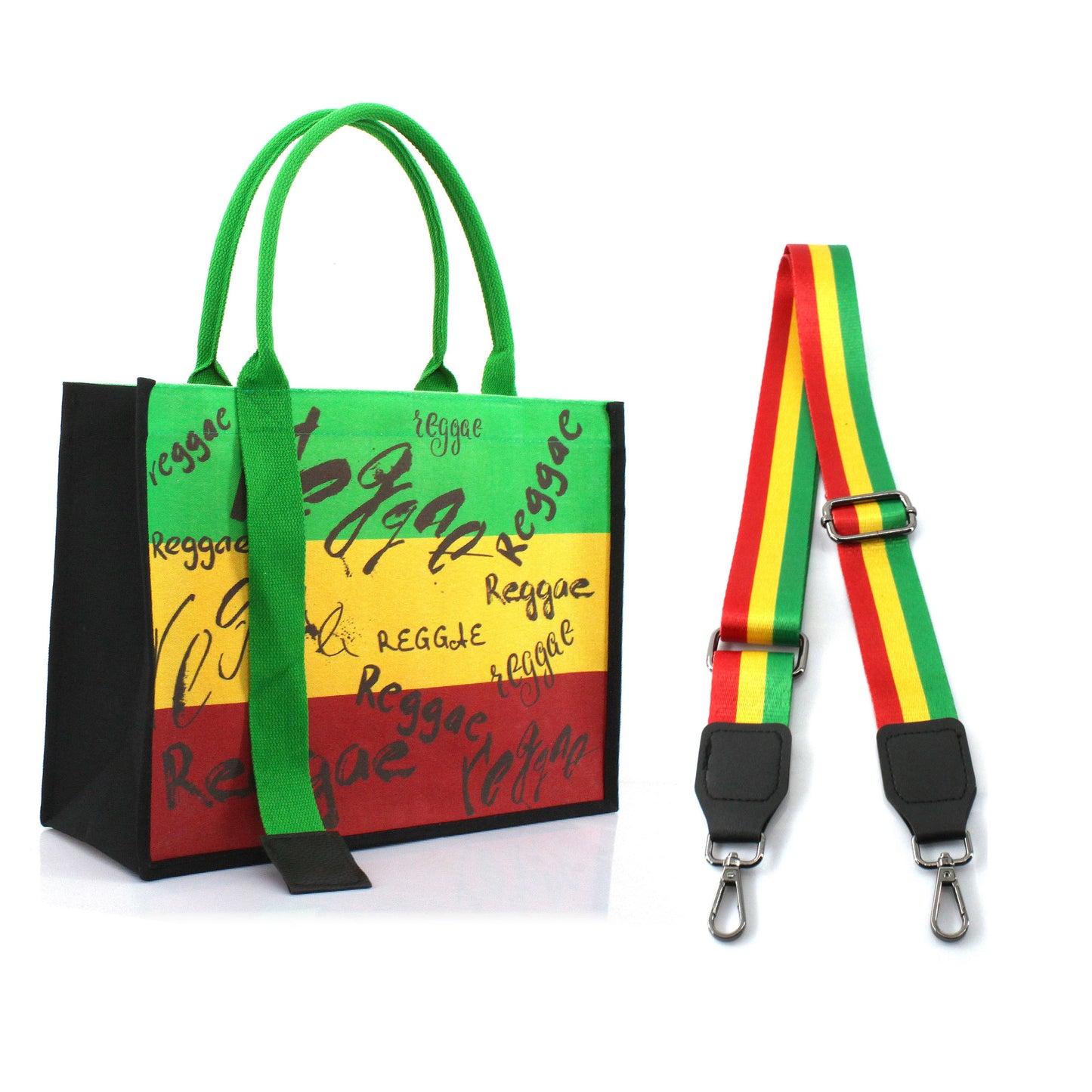 Women's Canvas Tote Bag Waterproof Ribbon Beach Bag Jamaican Reggae Party Bag