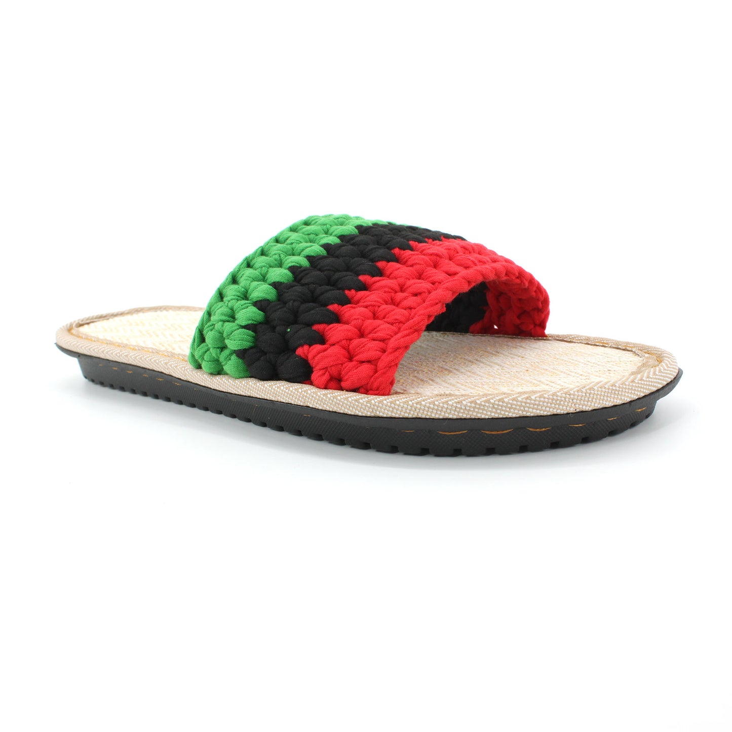 Men's and Women's Hand-made Cotton Crocheted Slippers With Linen Sole Rasta Jamaican