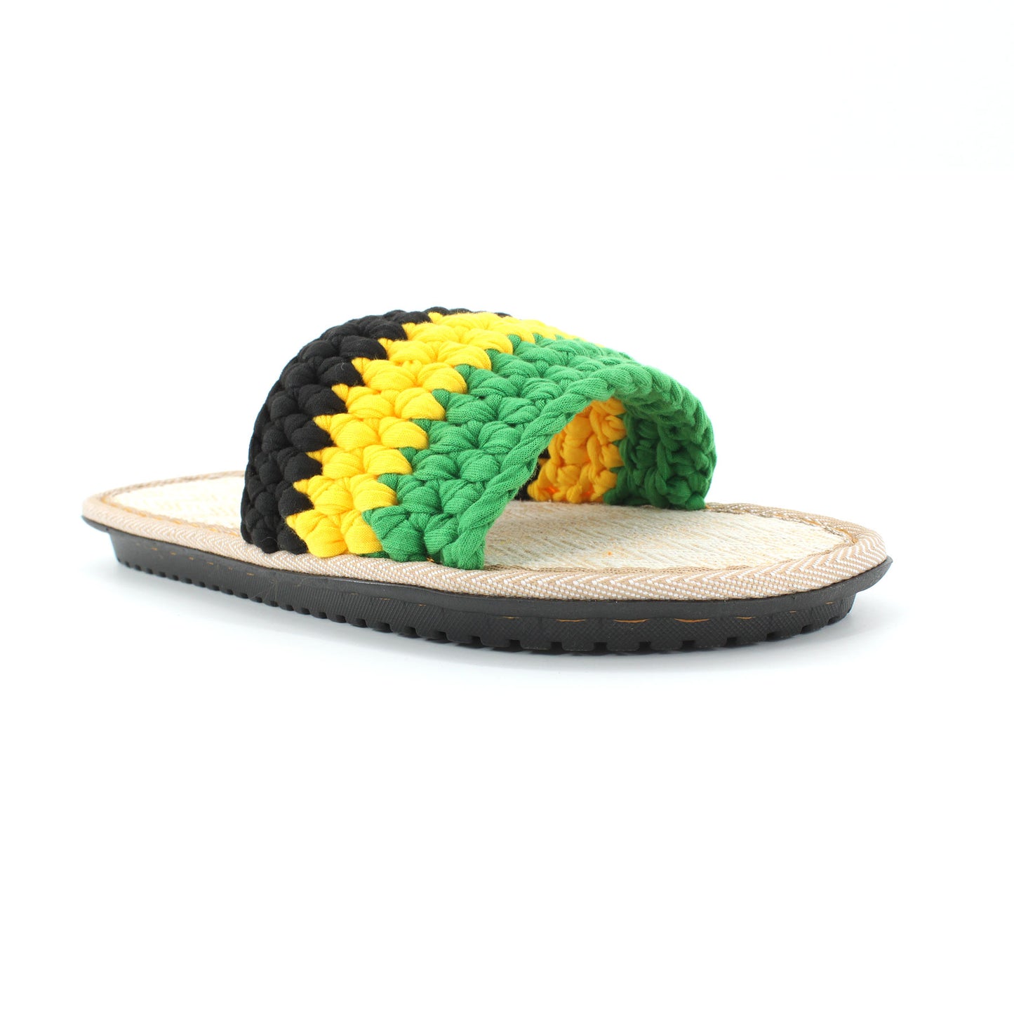 Men's and Women's Hand-made Cotton Crocheted Slippers With Linen Sole Rasta Jamaican