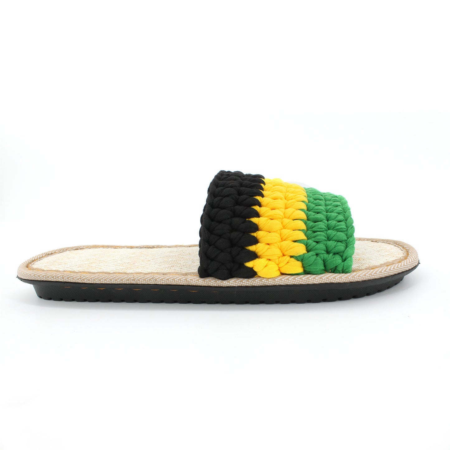 Men's and Women's Hand-made Cotton Crocheted Slippers With Linen Sole Rasta Jamaican