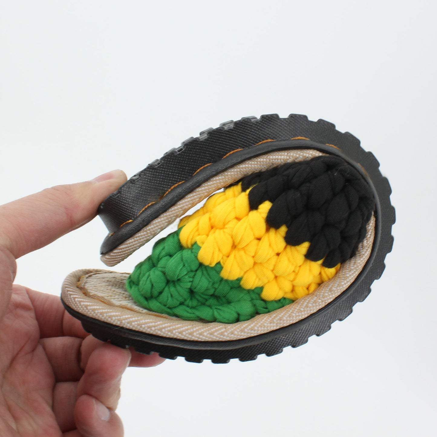 Men's and Women's Hand-made Cotton Crocheted Slippers With Linen Sole Rasta Jamaican