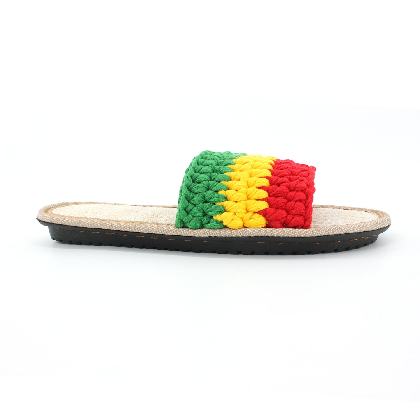 Men's and Women's Hand-made Cotton Crocheted Slippers With Linen Sole Rasta Jamaican