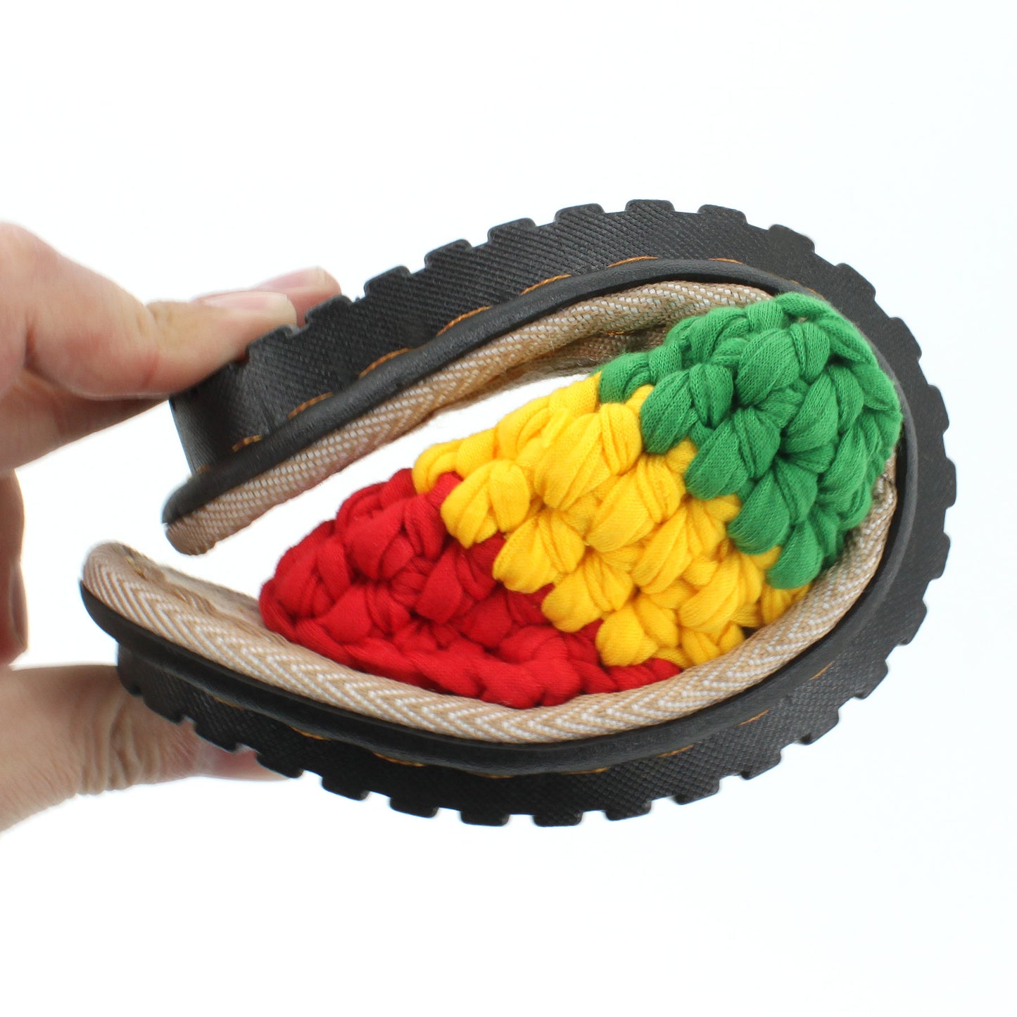Men's and Women's Hand-made Cotton Crocheted Slippers With Linen Sole Rasta Jamaican