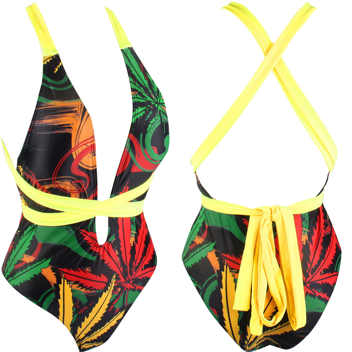 Women's One Piece Caribbean Flag Rasta Body Shaping Monokini Swimsuit Swimwear Bathing Suit