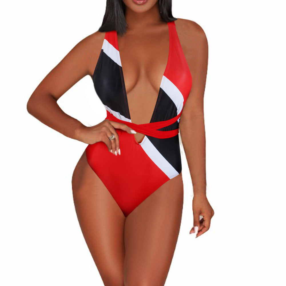 Women's One Piece Caribbean Flag Rasta Body Shaping Monokini Swimsuit Swimwear Bathing Suit