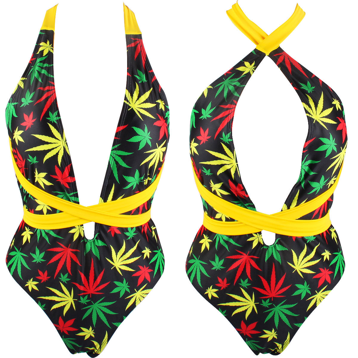Women's One Piece Caribbean Flag Rasta Body Shaping Monokini Swimsuit Swimwear Bathing Suit