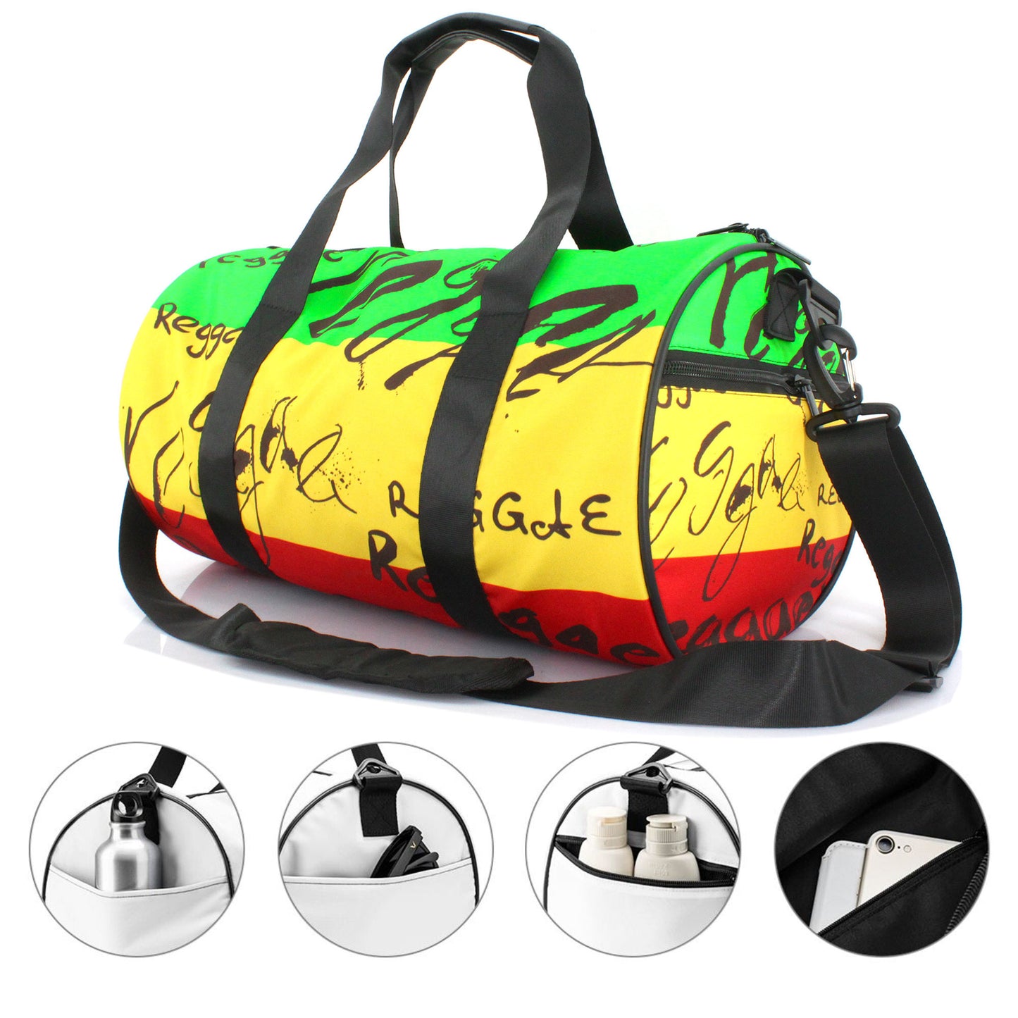 Duffel Bag Gym Bag for Men Women Lightweight with Inner Pocket for Travel Sports Swimming Fitness Shoulder Strap Jamaica Reggae
