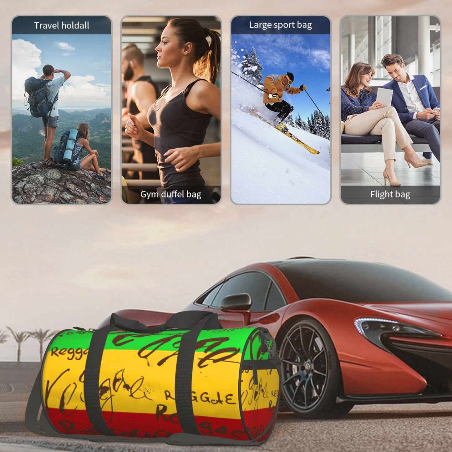 Duffel Bag Gym Bag for Men Women Lightweight with Inner Pocket for Travel Sports Swimming Fitness Shoulder Strap Jamaica Reggae