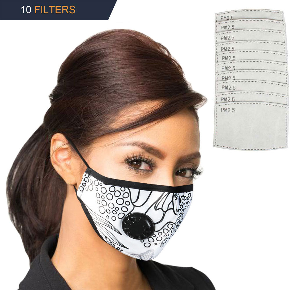 Face Dust Mask Anti Pollution Breathable Respirator Universal Mask +10 pcs PM 2.5 Filters Carbon Activated Filtration