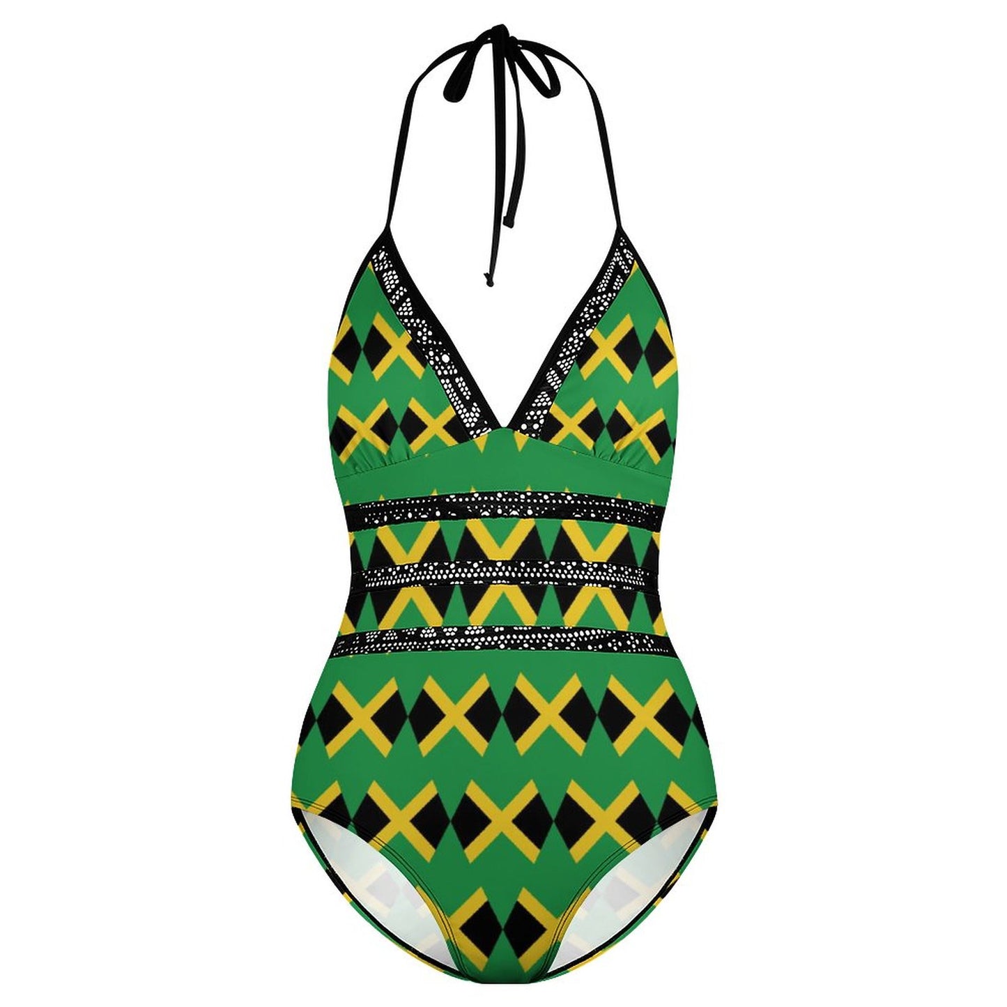 RGYLION Women's One Piece Caribbean Jamaican Flag Rasta Monokini Swimsuit Swimwear Bathing Suit