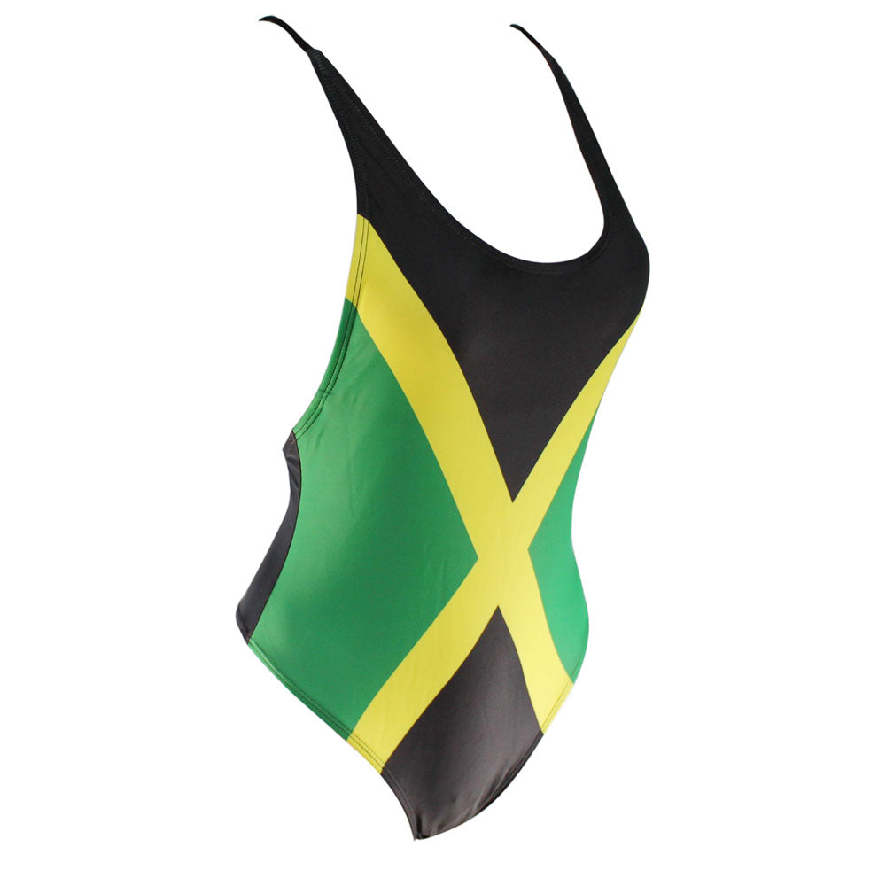 Women's Fashion One Piece Thong Bathing Suit Caribbean Jamaica Flag Monokini Swimsuit Swimwear