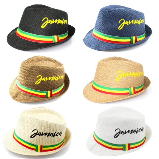 Fedora Straw Sun Hat for Men Women Short Brim Trilby Hat Panama Beach Hat Travel Summer Reggae Jamaica