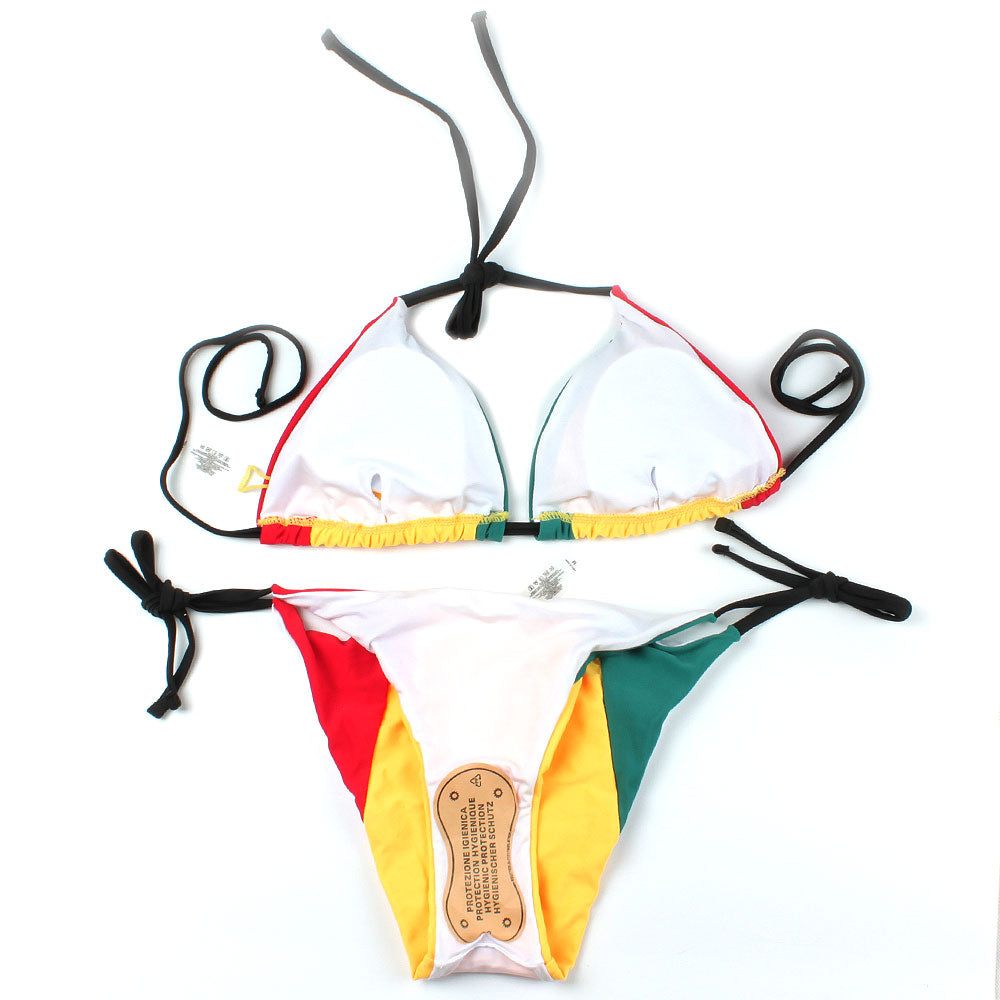 Women's Fashion Jamaican Caribbean Rasta African Grassland Yellow Red Green Bikini Swimsuit Swimwear