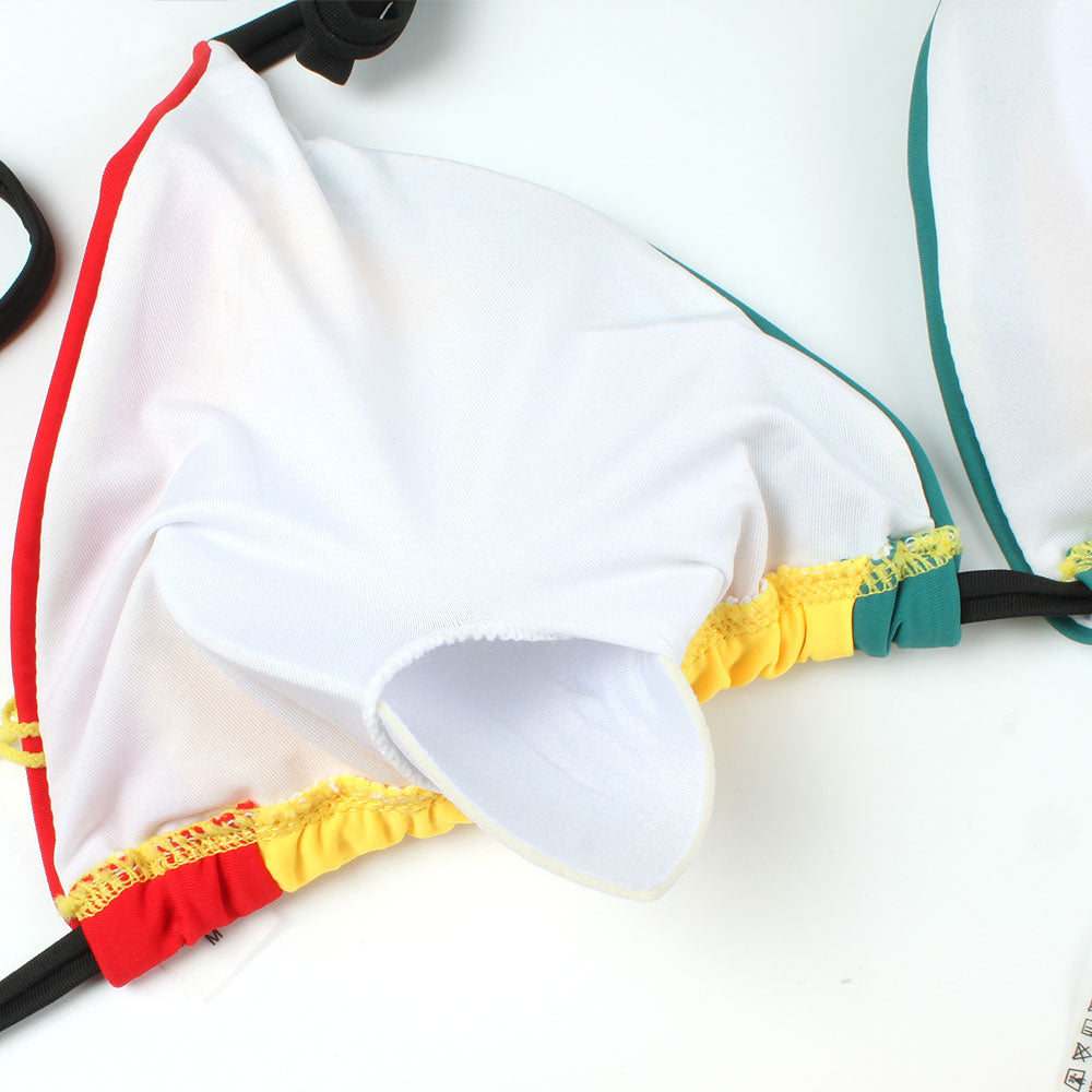 Women's Fashion Jamaican Caribbean Rasta African Grassland Yellow Red Green Bikini Swimsuit Swimwear