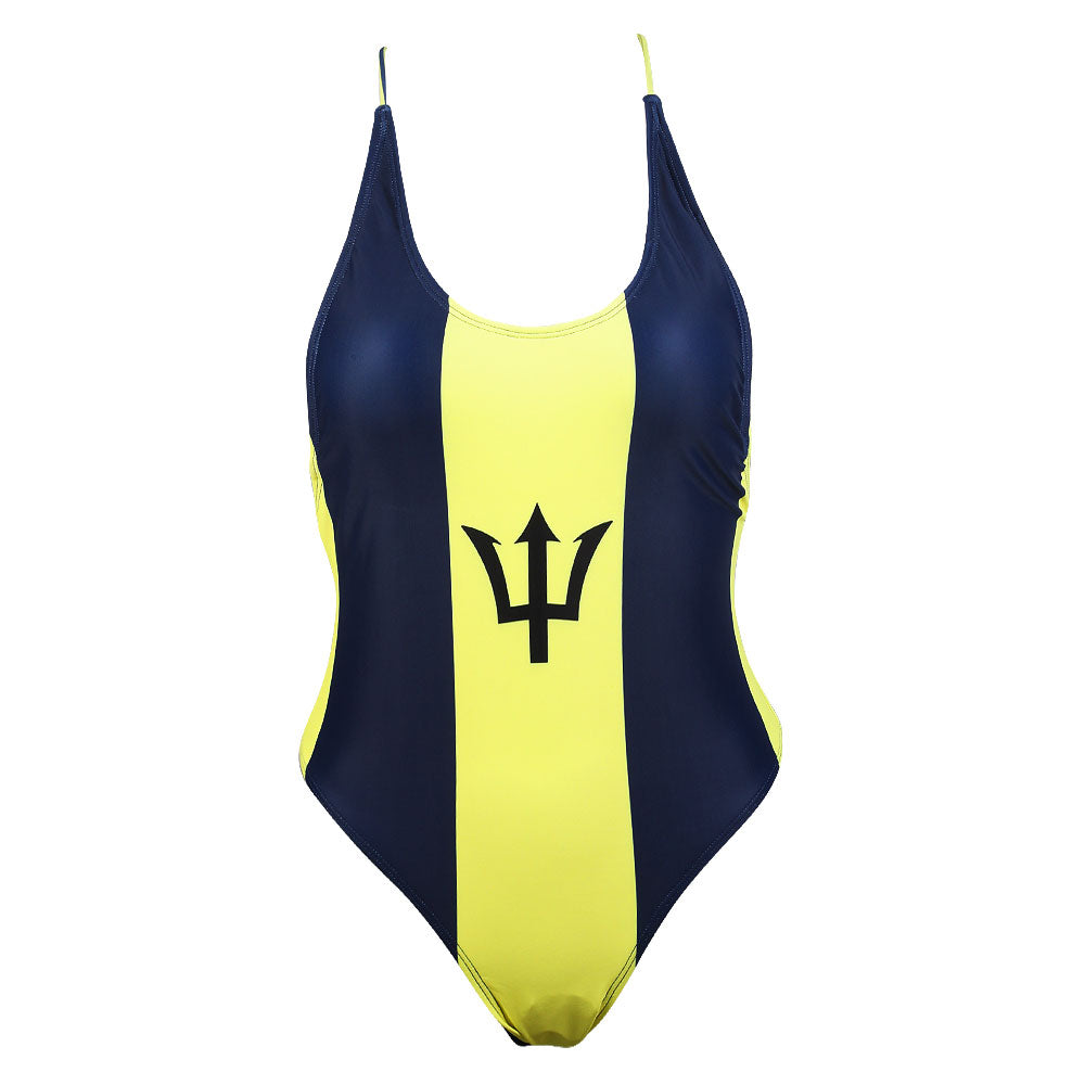 Women's Fashion One Piece Thong Bathing Suit Caribbean Jamaica Flag Monokini Swimsuit Swimwear