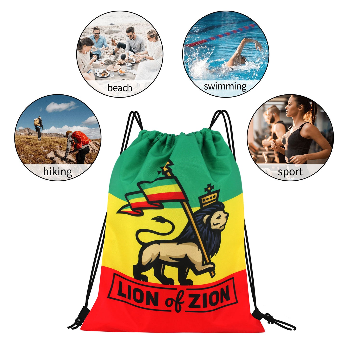 Man and Women Drawstring Backpack Waterproof Gym Sports Trave String Bag Cheer Bag Jamaican Afro Rasta