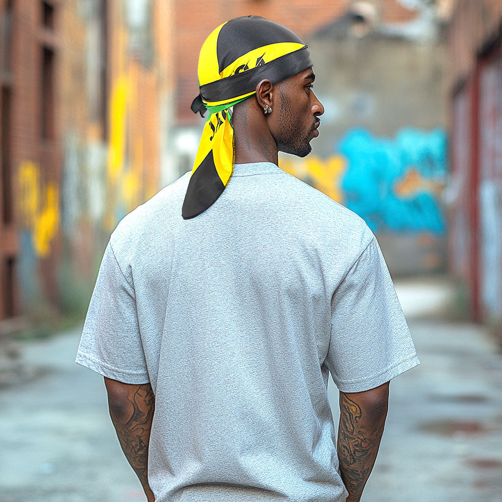 Men's Du Rag Smooth Jamaican Flag Reggae Headwrap - African Streetwear Hair Wave Cap Durag for Men & Women