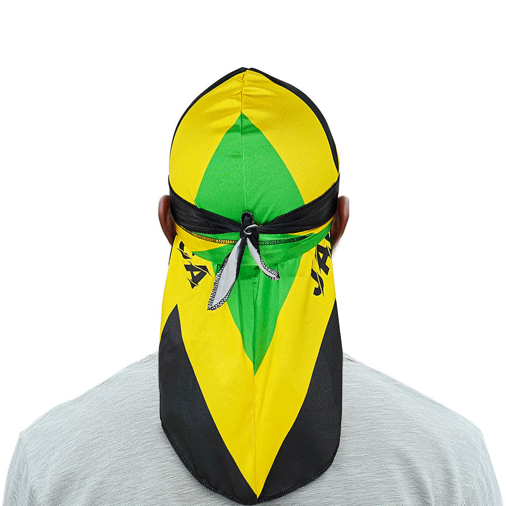 Men's Du Rag Smooth Jamaican Flag Reggae Headwrap - African Streetwear Hair Wave Cap Durag for Men & Women