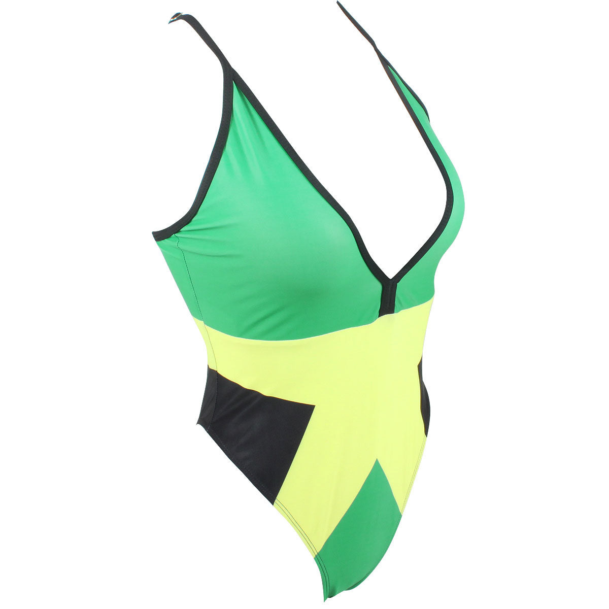 Women's Fashion Caribbean Jamaican Flag Rasta One Piece Swimsuit Swimwear