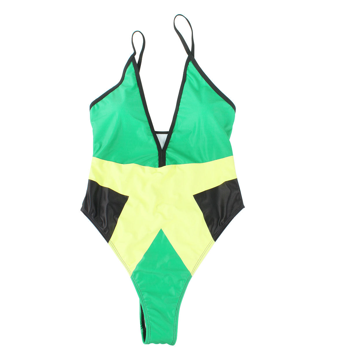 Women's Fashion Caribbean Jamaican Flag Rasta One Piece Swimsuit Swimwear