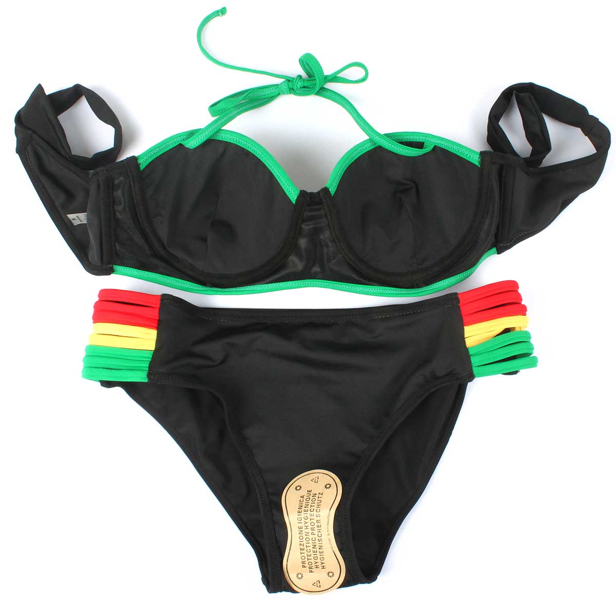 Women's Fashion Caribbean Jamaican Flag Rasta Bikini Swimsuit Swimwear