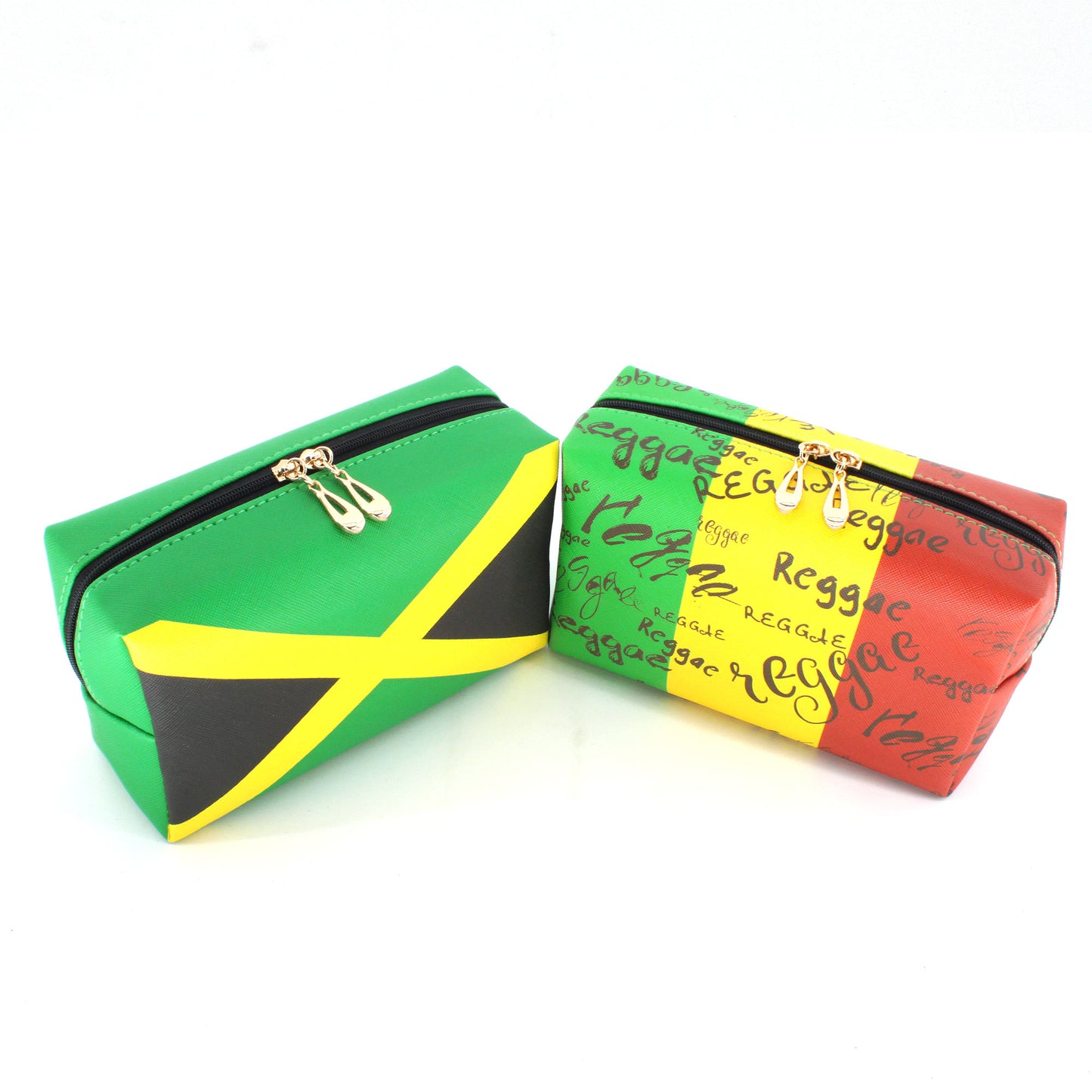 Makeup Bag Travel Toiletry Bag Makeup Bag for Women PU Leather Waterproof Make up Bag for Women Girls Jamaica Flag Rasta Reggae Letter Afro