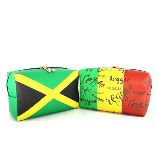 Makeup Bag Travel Toiletry Bag Makeup Bag for Women PU Leather Waterproof Make up Bag for Women Girls Jamaica Flag Rasta Reggae Letter Afro