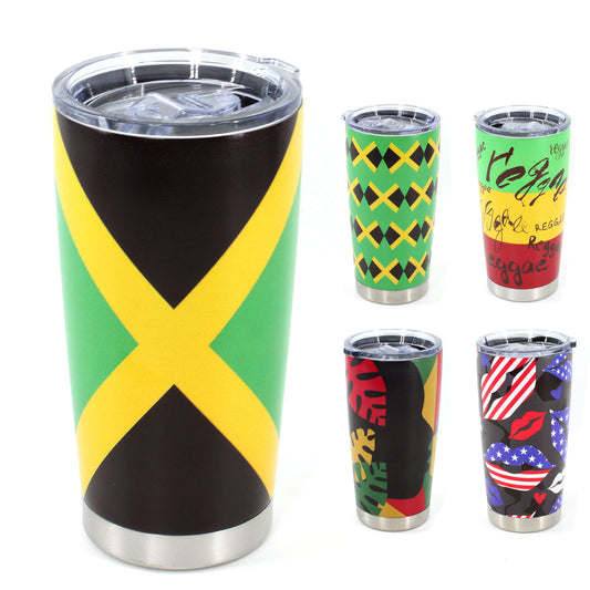 20oz Tumbler with Lid, Stainless Steel Vacuum Insulated Double Wall Travel Tumbler, Durable Insulated Coffee Mug,Jamaican Flag,Reggea,Rasta,Caribbean