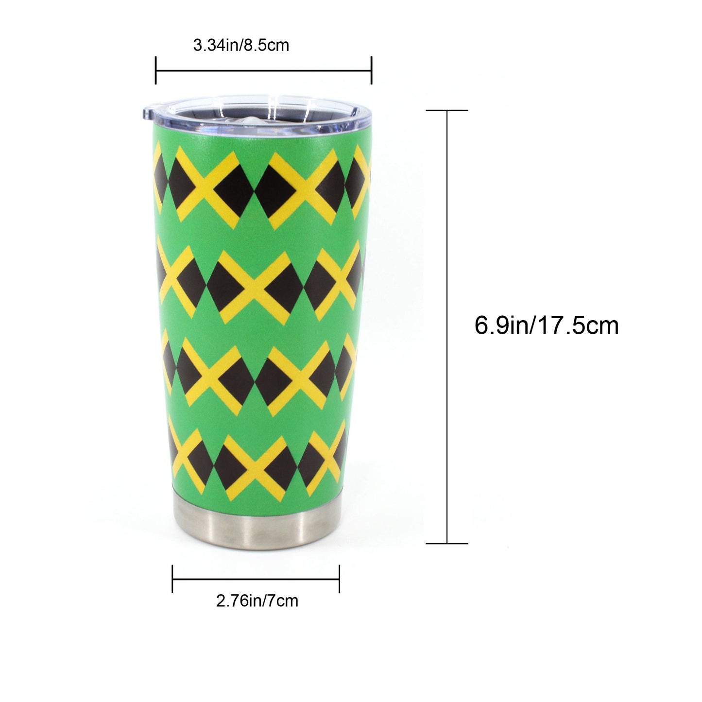 20oz Tumbler with Lid, Stainless Steel Vacuum Insulated Double Wall Travel Tumbler, Durable Insulated Coffee Mug,Jamaican Flag,Reggea,Rasta,Caribbean