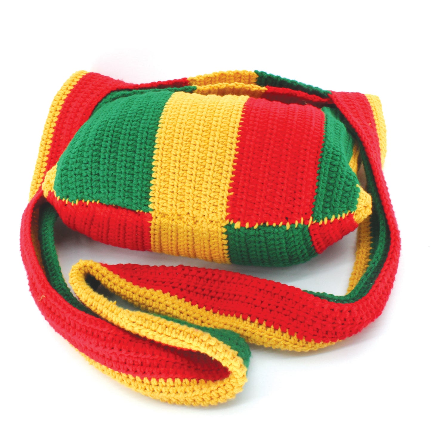 Handmade Original Hand Knitted Cotton Unique Crossbody Shoulder Handbag Purse Jamaican Rasta Reggea