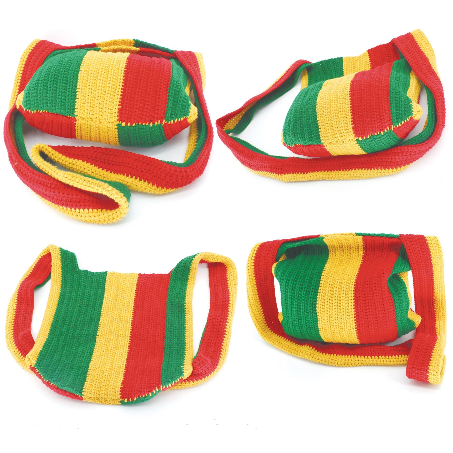 Handmade Original Hand Knitted Cotton Unique Crossbody Shoulder Handbag Purse Jamaican Rasta Reggea