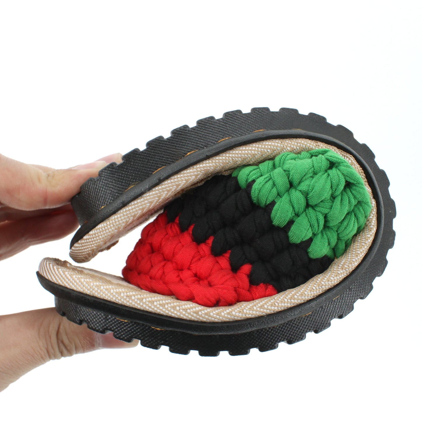 Men's and Women's Hand-made Cotton Crocheted Slippers With Linen Sole Rasta Jamaican