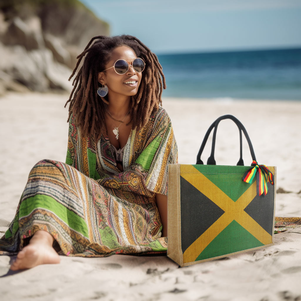Woven Large Beach Bag for woman Straw Bag Beach Tote Handmade Weaving Shoulder Bag Handbag Jamaican Africa Reggae