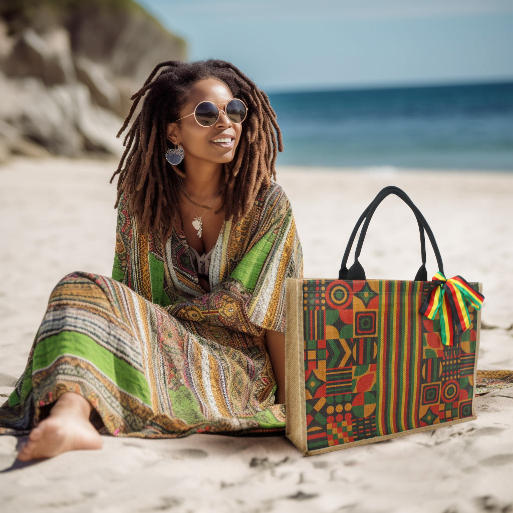 Woven Large Beach Bag for woman Straw Bag Beach Tote Handmade Weaving Shoulder Bag Handbag Jamaican Africa Reggae