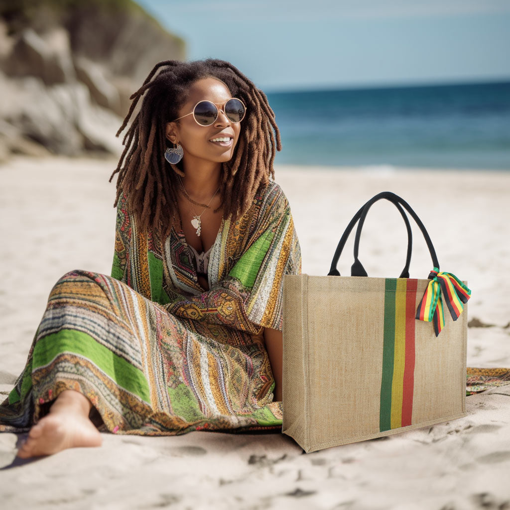 Woven Large Beach Bag for woman Straw Bag Beach Tote Handmade Weaving Shoulder Bag Handbag Jamaican Africa Reggae