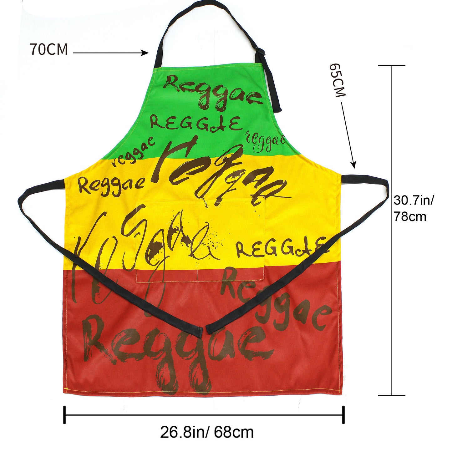 Kitchen Apron Waterdrop Cotton with Adjustable for Man and Women with Pockets Cooking Garden Jamaican Reggae